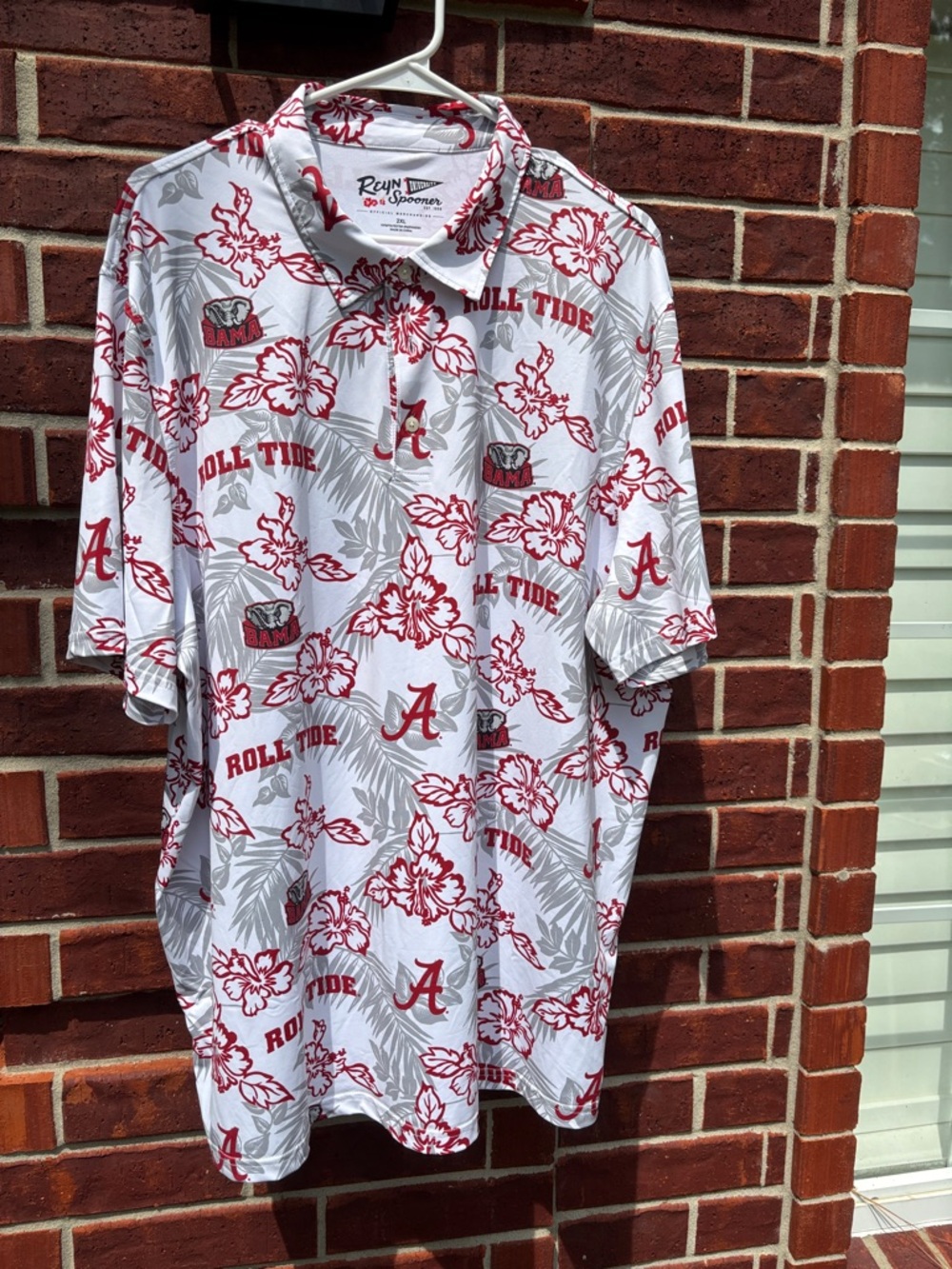 Reyn Spooner - Alabama Crimson Floral Logo Short-Sleeve Shirt - 2XL